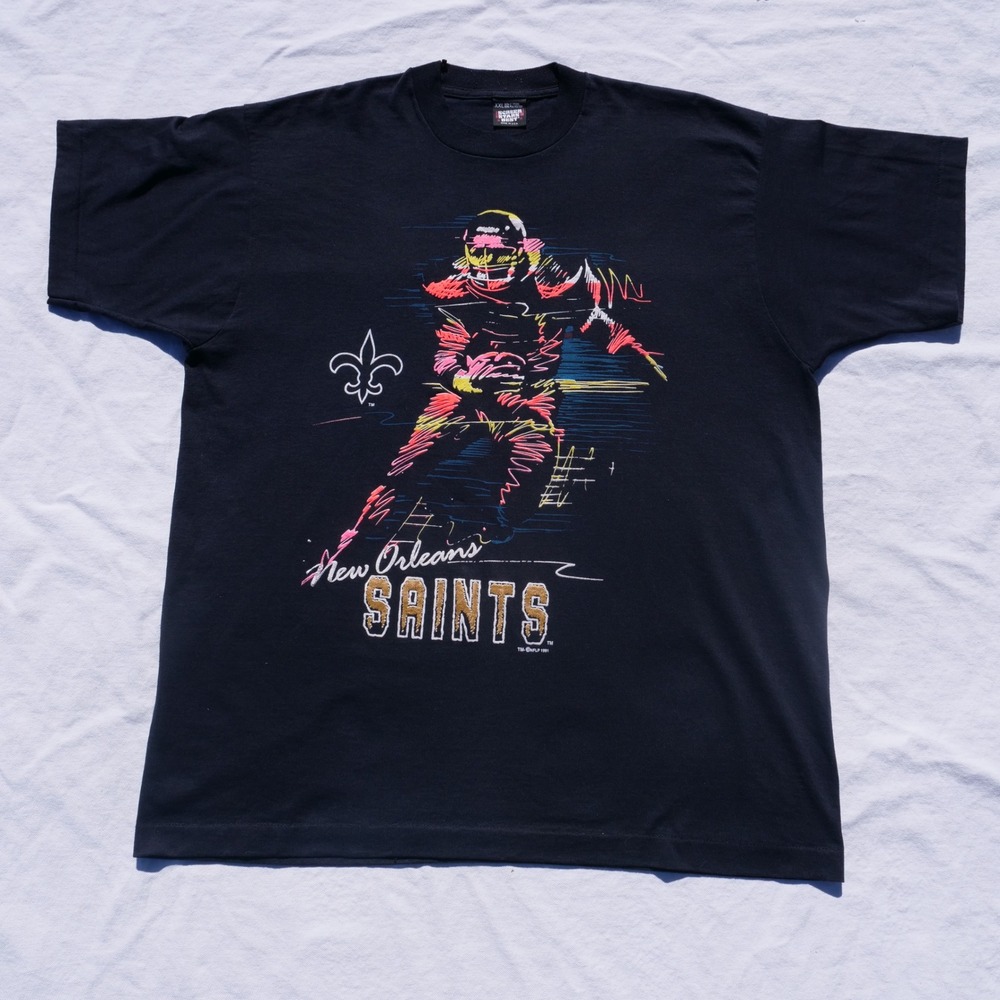 Vintage 1991 New‎ Orleans Saints graphic single stitch Screen Stars tshirt- XXL